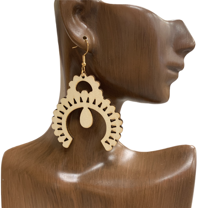 13-3561 WOODEN LASER CUT EARRINGS