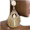 13-3673  TEARDROP LASER CUT WOODEN EARRINGS