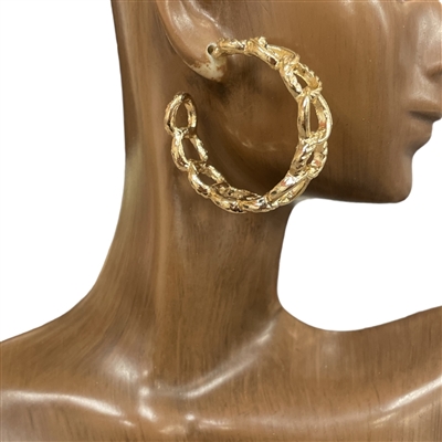 13-3771 CHUNKY BRAIDED HOOP EARRINGS