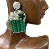 13-3791 ST. PATRICK`S BEER  SEED BEAD EARRINGS