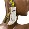 13-3797  WHITE MULTI BOOT SEED BEAD EARRINGS