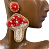 13-4088 MUSHROOM SEED BEAD POST EARRINGS