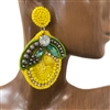 13-4101 LEMON RHINESTONE & SEED BEAD EARRINGS