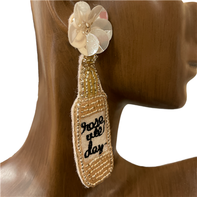 13-4139 ROSE ALL DAY BOTTLE SEED BEAD POST EARRINGS