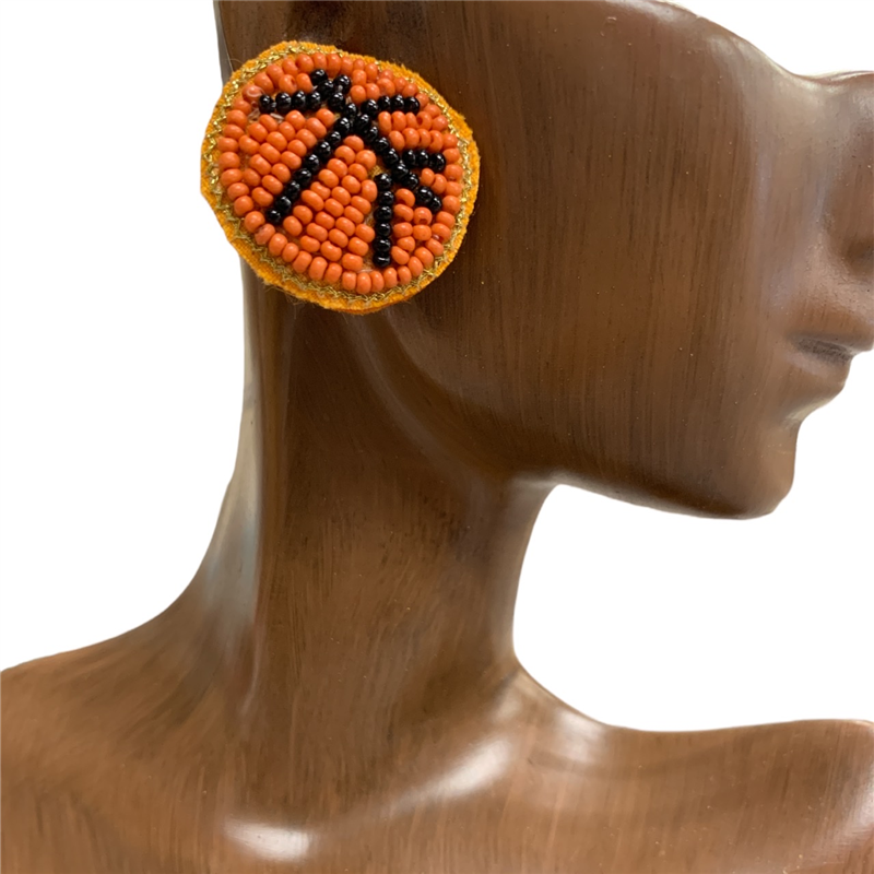 13-4154 BASKETBALL SEED BEAD EARRINGS