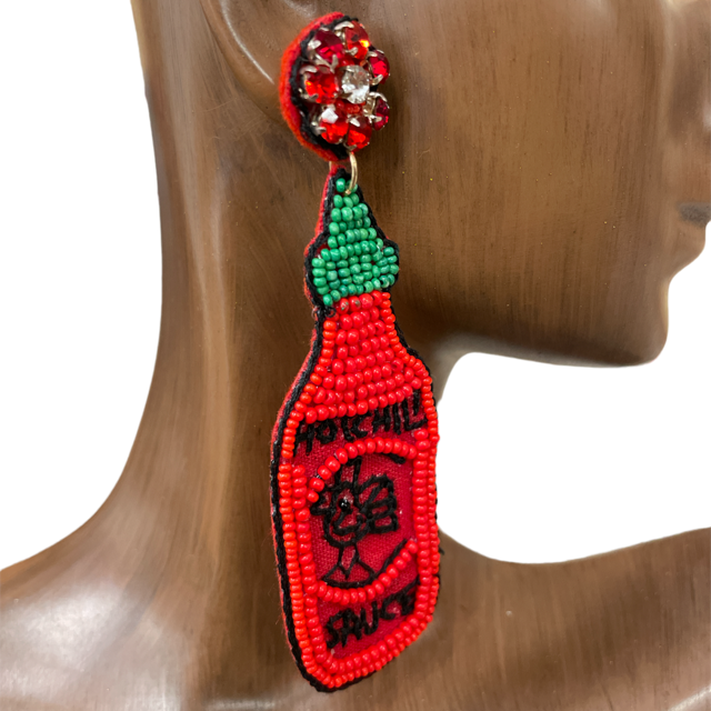 13-4206 HOT CHILI SAUCE SEED BEAD EARRINGS