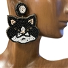 13-4228 BLACK CAT SEED BEAD POST EARRINGS