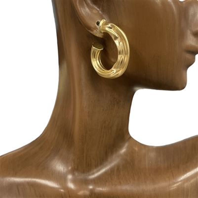 13-4286 HAMMERED MATTE GOLD HOOP EARRINGS