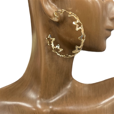 13-4325 LINKED STARS HOOP EARRINGS