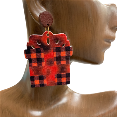 13-4396 CHRISTMAS  WOODEN EARRINGS