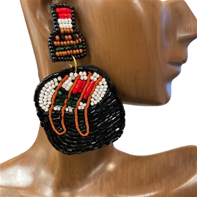 13-4734 BLACK MULTI SUSHI SEED BEAD POST EARRINGS