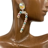 13-4758  RHINESTONE  & METAL CANDY CANE  EARRINGS