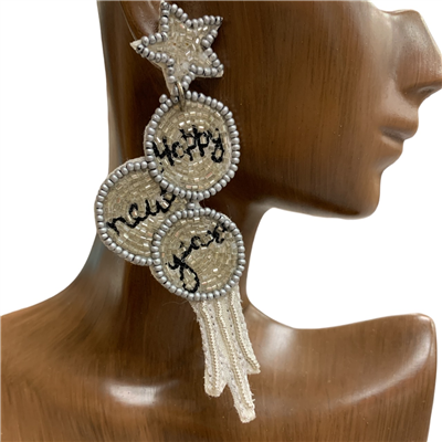 13-4796 HAPPY NEW YEAR SEED BEAD EARRINGS