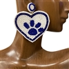 13-4849BL  WHITE BLUE  PUPPY PAW SEED BEAD EARRINGS