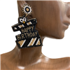 13-4900 HAPPY BIRTHDAY BLACK  SEED BEAD EARRINGS