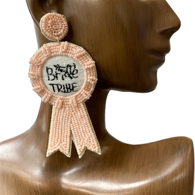 13-4905 BRIDE TRIBE WHITE RIBBON SEED BEAD EARRINGS