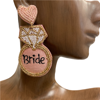 13-4906 PINK BRIDE  SEED BEAD EARRINGS