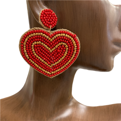 13-5000  HEART SEED BEAD POST EARRINGS