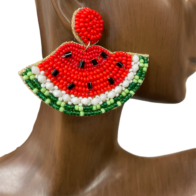 13-5207  WATERMELON SEED BEAD EARRINGS