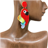 13-5239  RED MULTI PARROT SEED BEAD EARRINGS