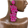 13-5270 FUCHSIA SEED BEAD MAMA  EARRINGS