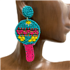 13-5276 BLUE  LOLLIPOP SEED BEAD    EARRINGS