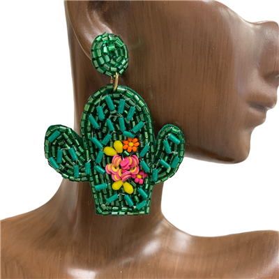 13-5278 CACTUS SEED BEAD EARRINGS