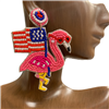 13-5328  FLAMINGO AMERICAN FLAG  SEED BEAD EARRINGS