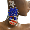 13-5331 PINEAPPLE AMERICAN  FLAG SEED BEAD EARRINGS