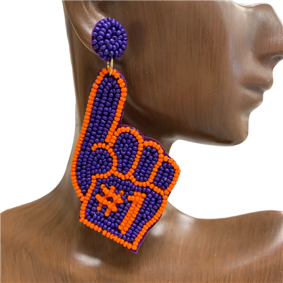 13-5343 PURPLE/ORANGE #1  SEED BEAD EARRINGS