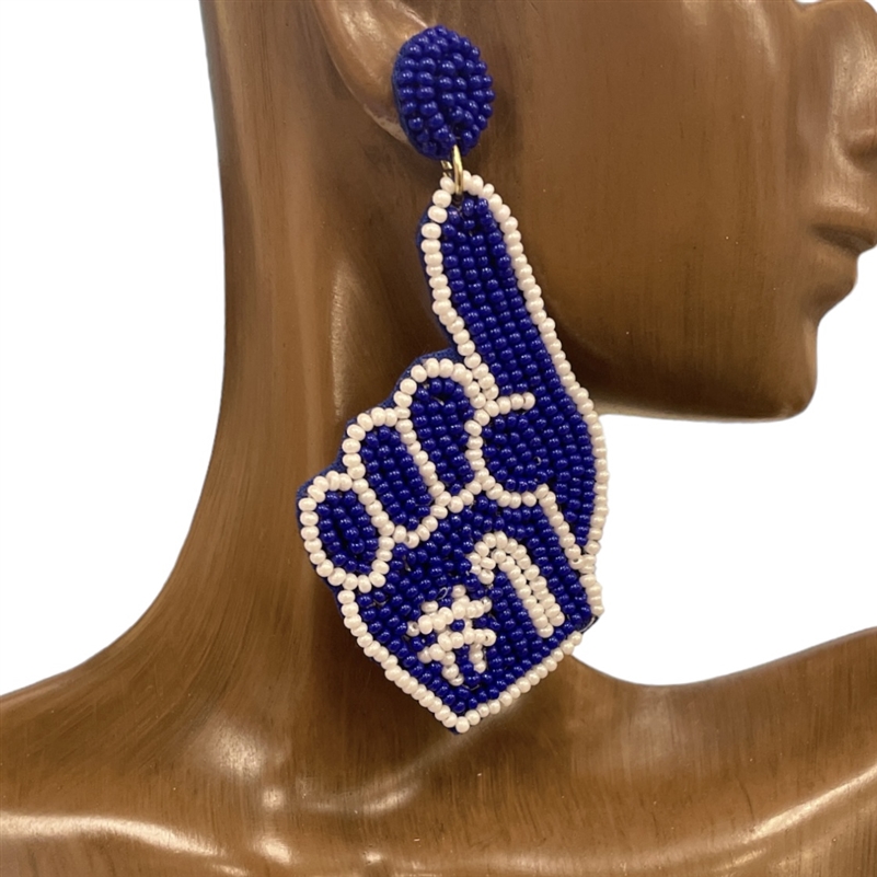 13-5343 BLUE & WHITE #1 SEED BEAD EARRINGS