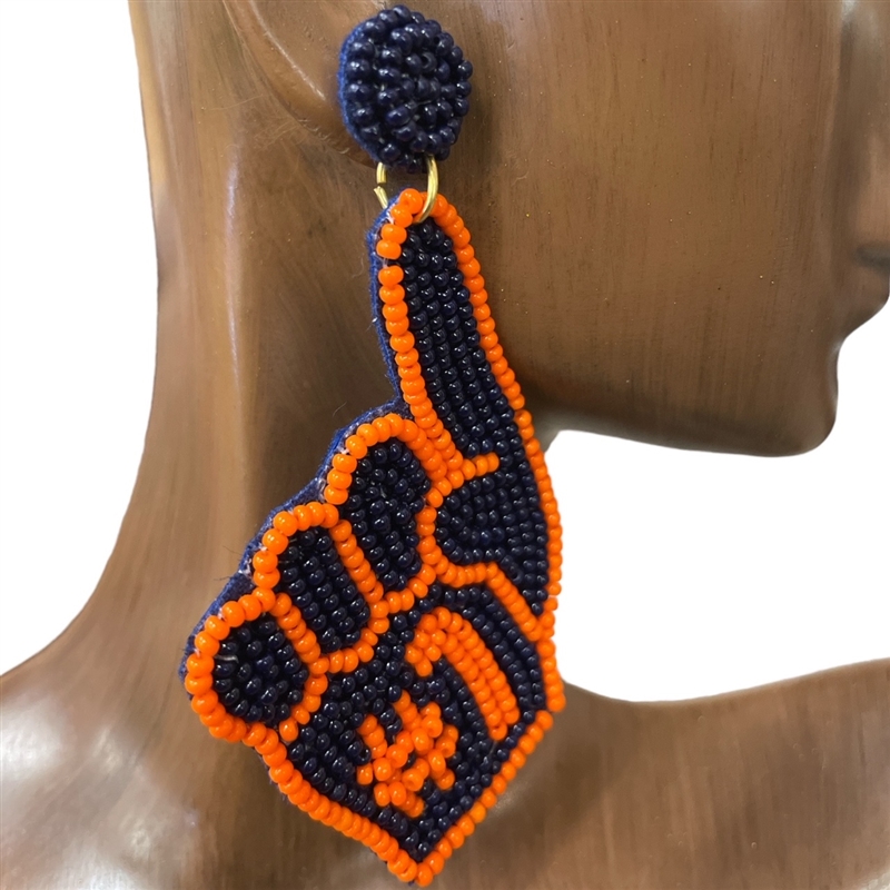 13-5343 NAVY & ORANGE #1 SEED BEAD EARRINGS