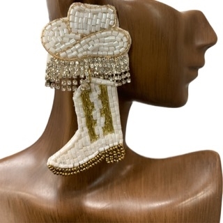 13-5345 RHINESTONE HAT BOOT SEED BEAD EARRINGS