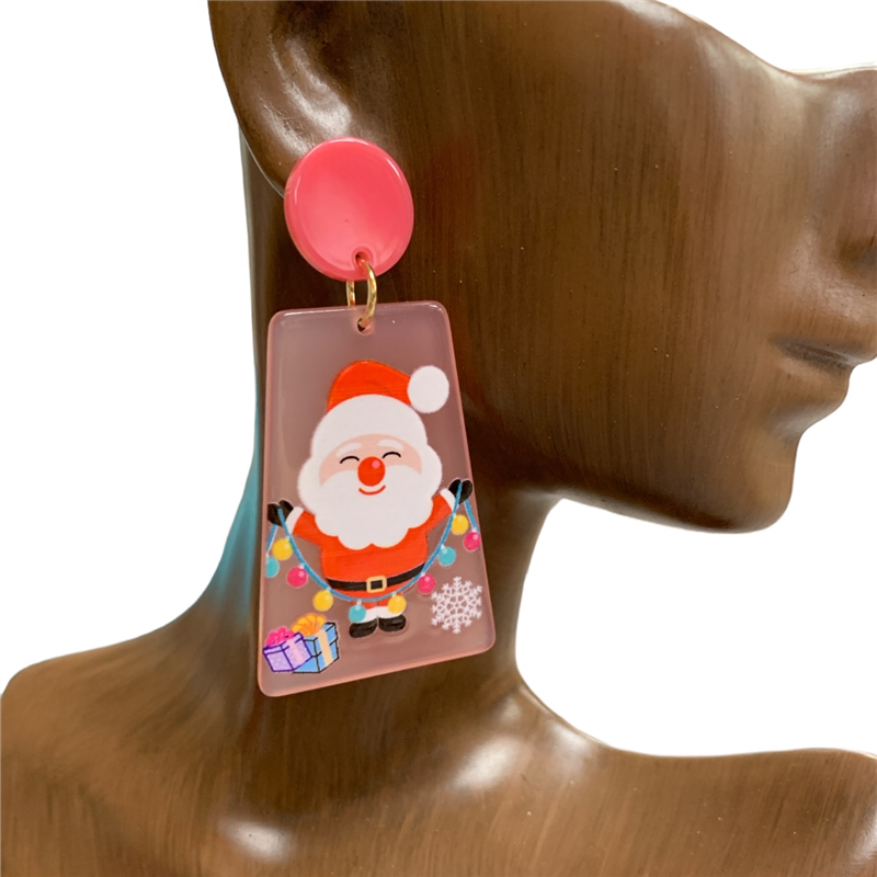 13-5543  SANTA   ACRYLIC EARRINGS