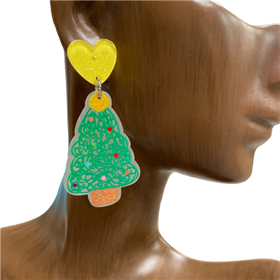 13-5548  CHRISTMAS TREE ACRYLIC EARRINGS