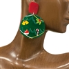 13-5550 GREEN ROUND CHRISTMAS ACRYLIC EARRINGS
