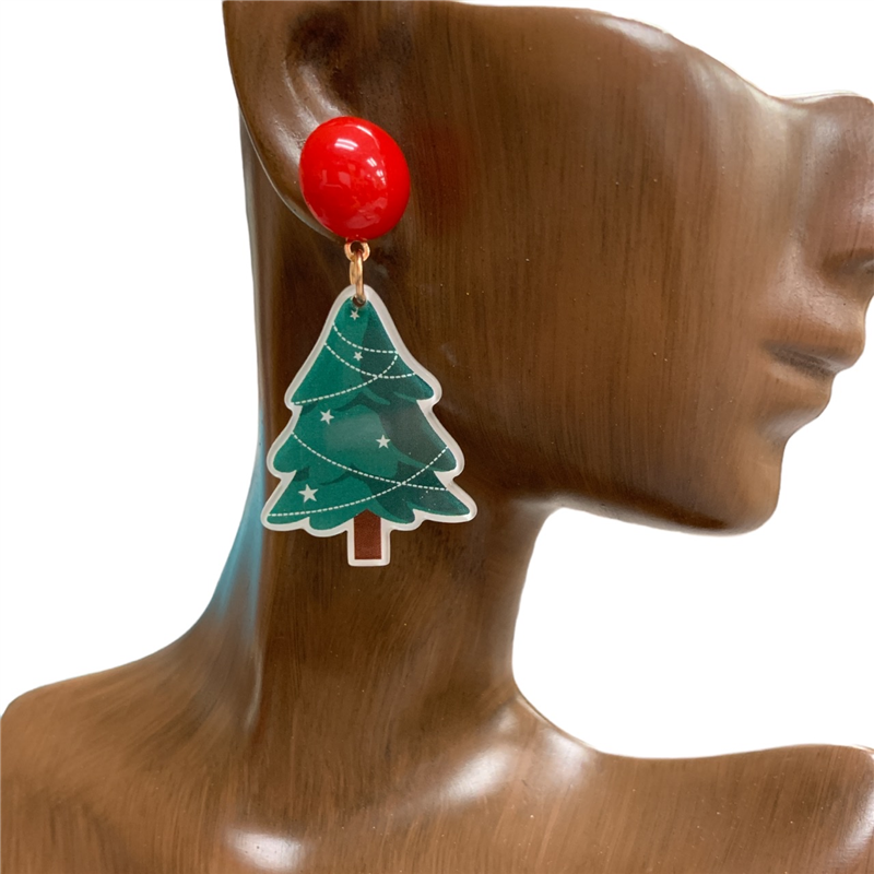 13-5553 CHRISTMAS TREE ACRYLIC EARRINGS