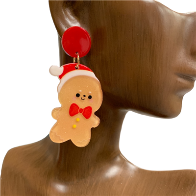 13-5561 CHRISTMAS GINGER BREAD   ACRYLIC  EARRINGS