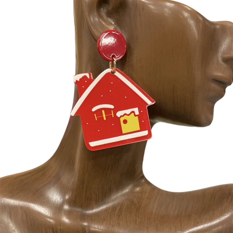 13-5562 RED HOUSE ACRYLIC EARRINGS
