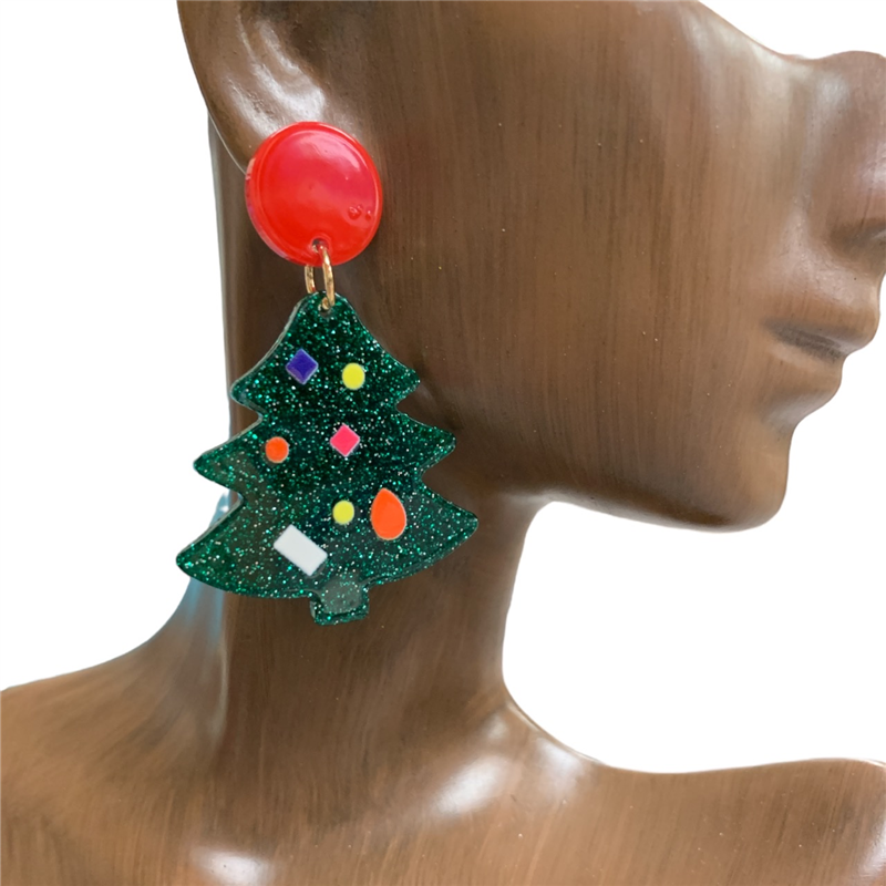 13-5624  CHRISTMAS  TREE ACRYLIC   EARRINGS