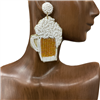 13-5671 WHITE GOLD  BEER SEED BEAD EARRINGS