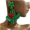 13-5683  CACTUS WITH SEED BEAD EARRINGS