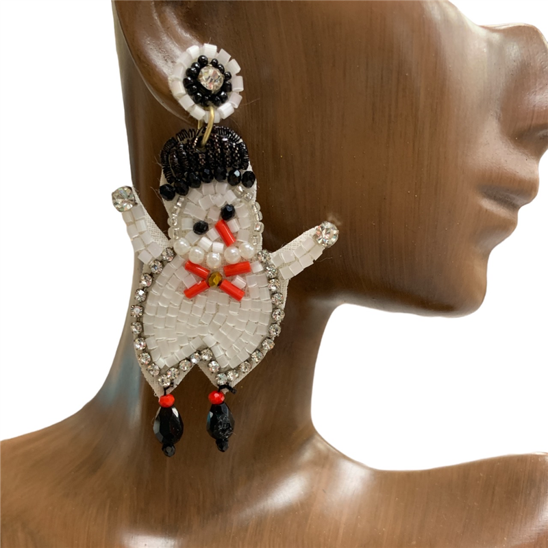 13-5695 SNOWMAN SEED BEAD EARRINGS