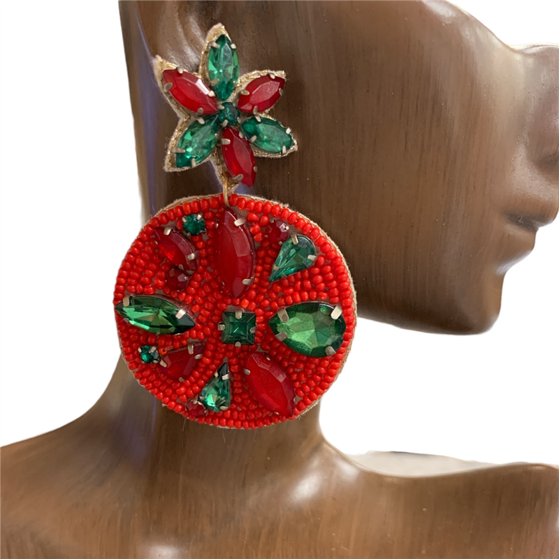 13-5723 CHRISTMAS  SEED BEAD EARRINGS