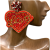 13-5841RD  RED HEART LOVE SEED BEAD POST EARRINGS