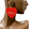 13-5865RD  RED  HEART XOXO SEED BEAD POST EARRINGS