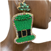 13-5892  ST. PATRICK`S  HAT SEED BEAD EARRINGS