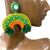 13-5902  GREEN  RAINBOW SEED BEAD EARRINGS