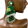 13-5907  ST. PATRICK`S HAT  BEER SEED BEAD EARRINGS