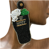 13-5911 BLACK BEER SEED BEAD EARRINGS